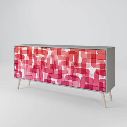 KALEIDOSCOPIC CUBISM 3-Door Sideboard in Grey Finish