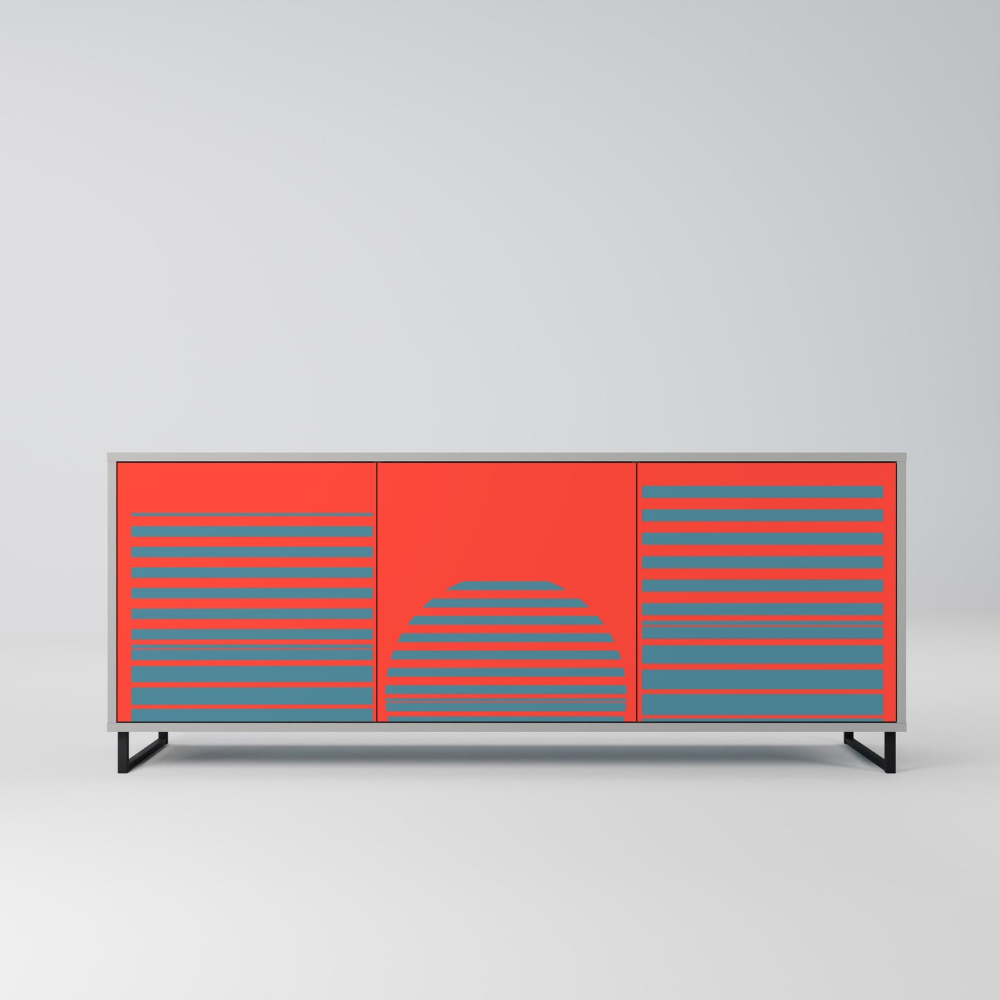 RISING GEOMETRY STARS 3-Door Sideboard in Grey Finish