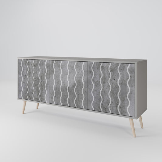 WAVES OF CONCRETE 3-Door Sideboard in Grey Finish