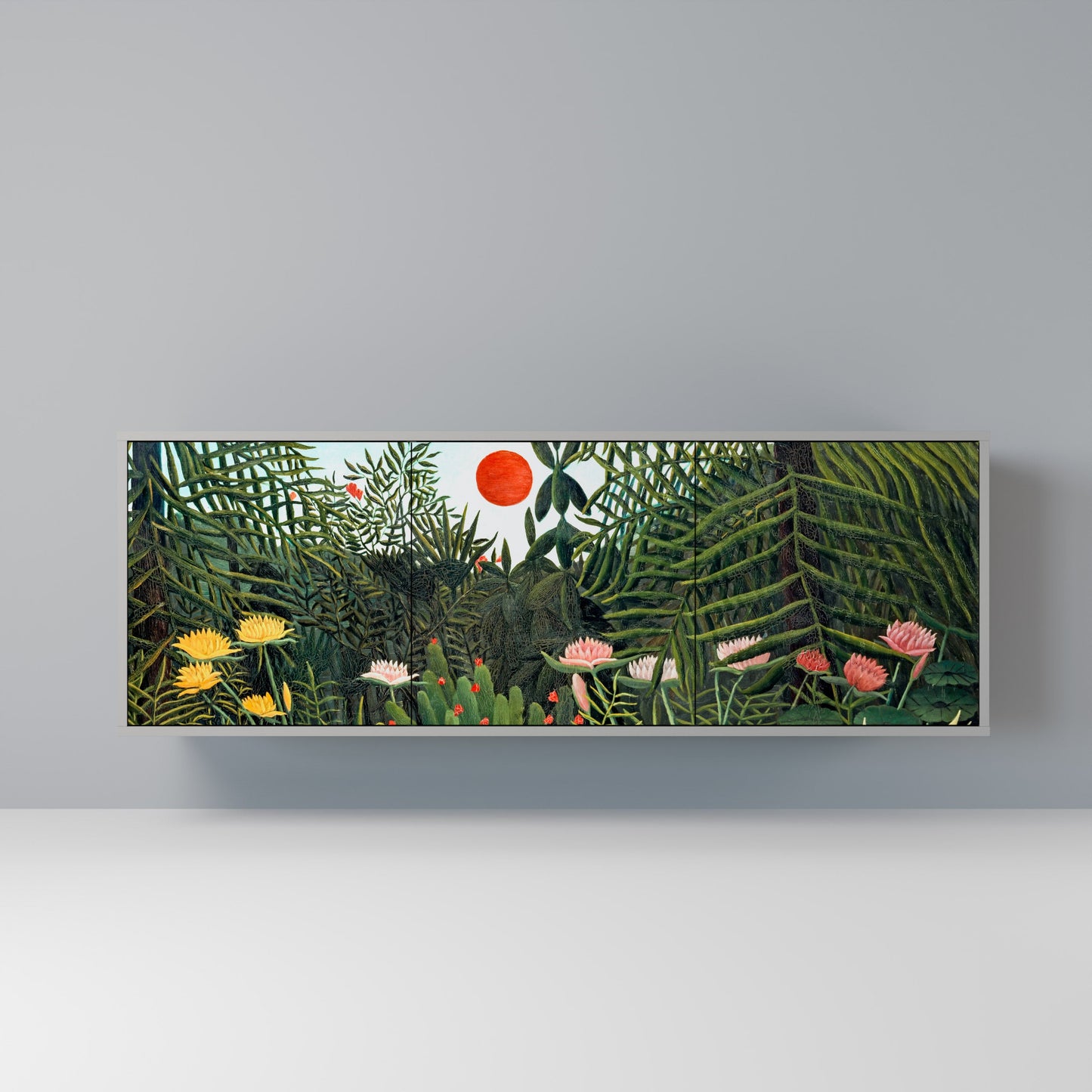 VIRGIN FOREST WITH SUNSET 3-Door Sideboard in Grey Finish