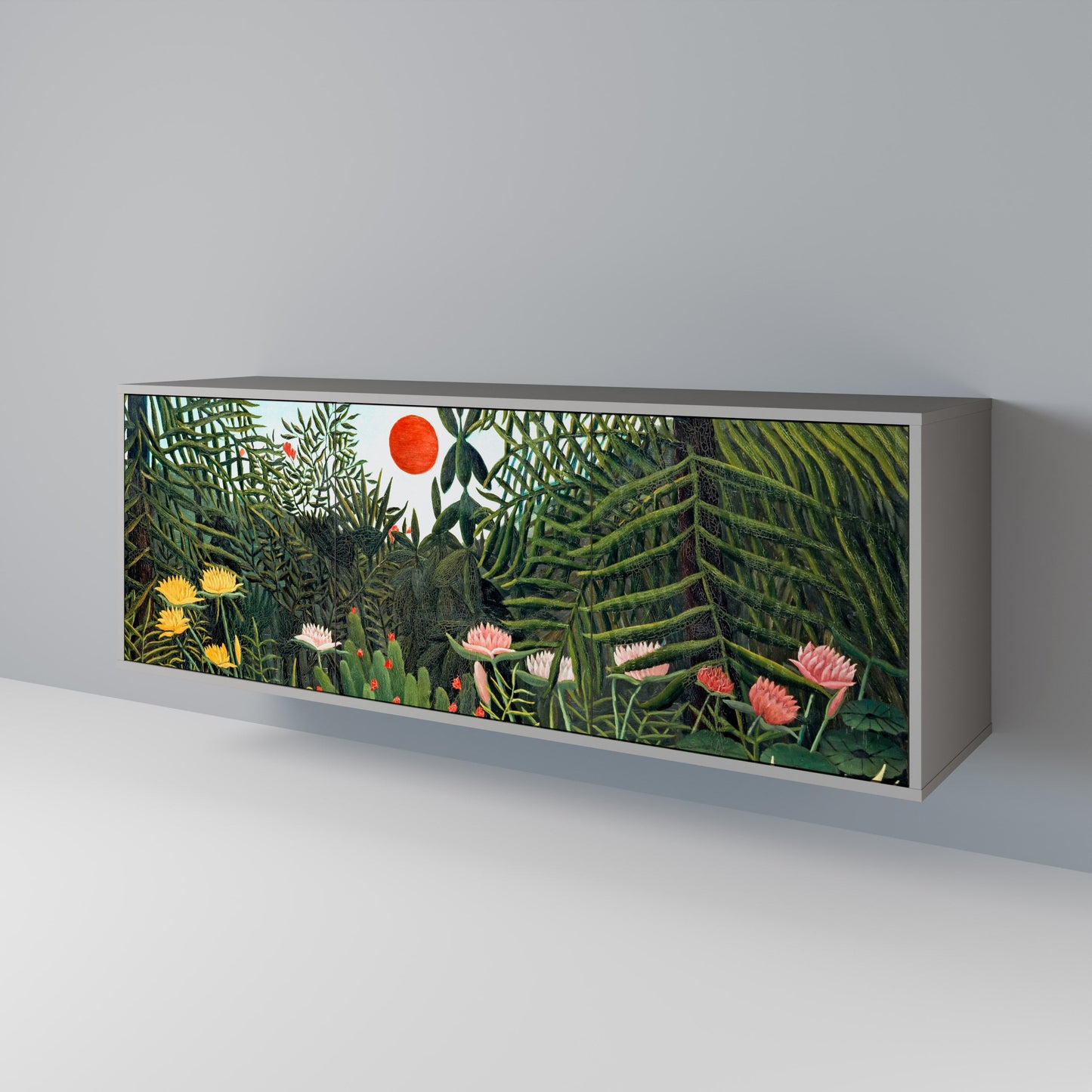 VIRGIN FOREST WITH SUNSET 3-Door Sideboard in Grey Finish