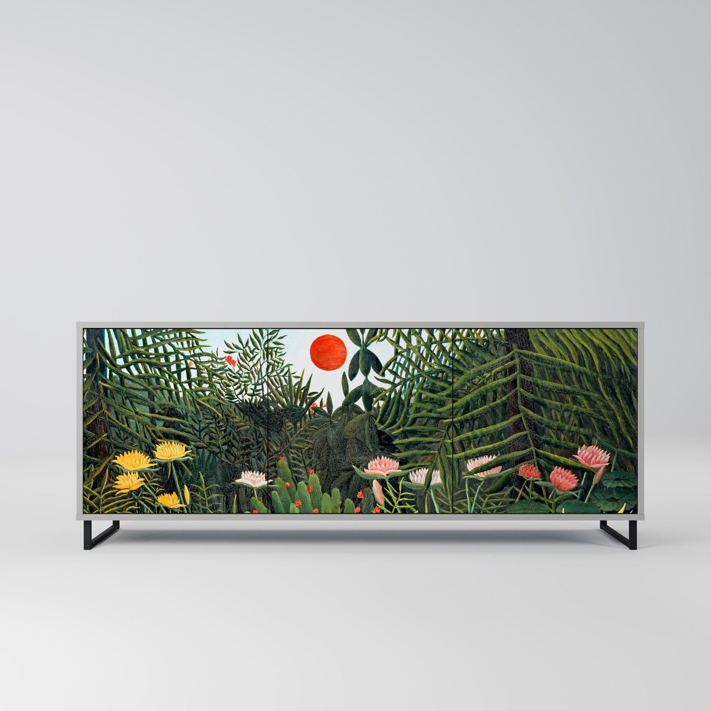 VIRGIN FOREST WITH SUNSET 3-Door Sideboard in Grey Finish