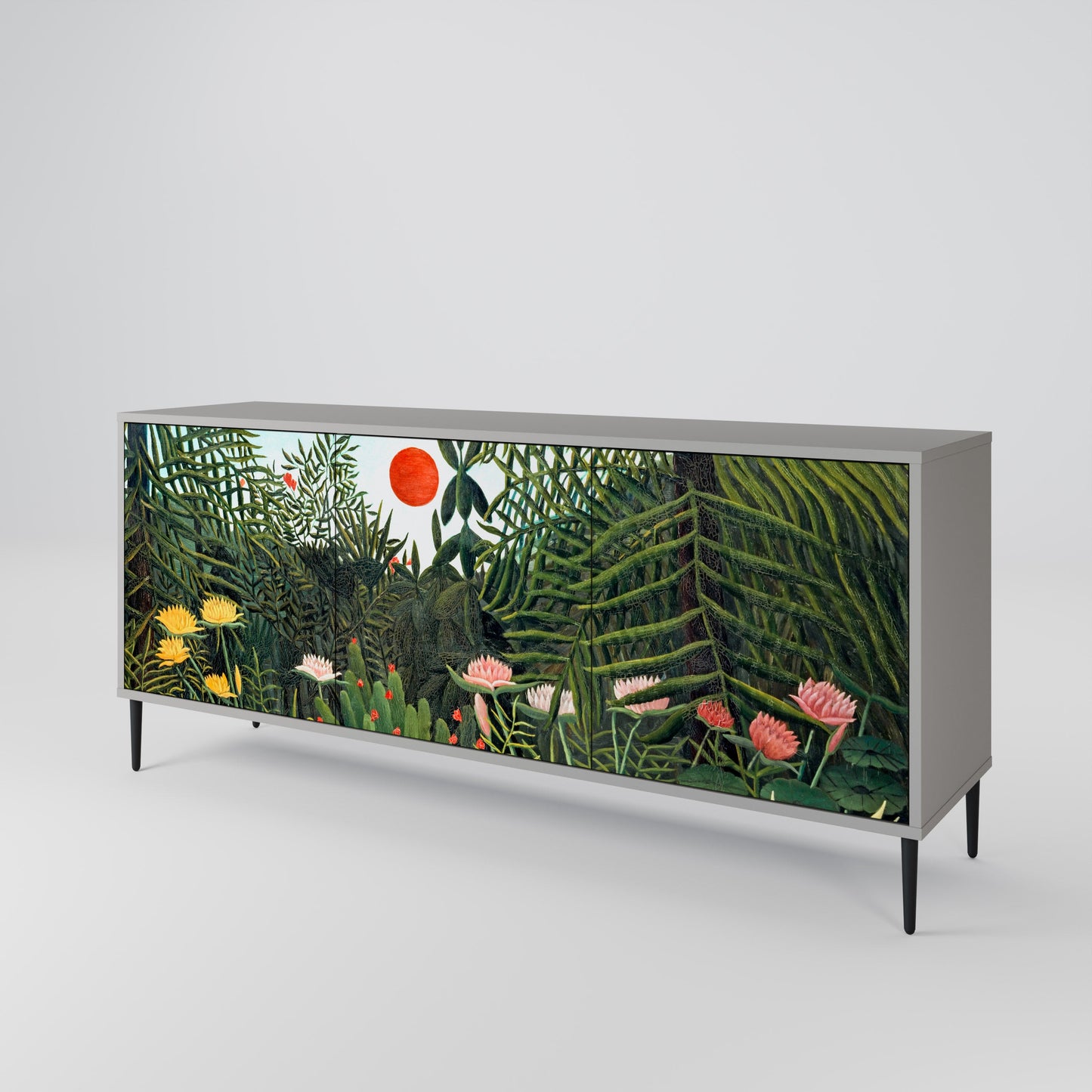 VIRGIN FOREST WITH SUNSET 3-Door Sideboard in Grey Finish
