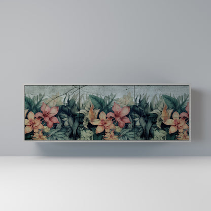 HEAVENLY BLOOM 3-Door Sideboard in Grey Finish