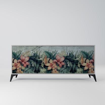 HEAVENLY BLOOM 3-Door Sideboard in Grey Finish
