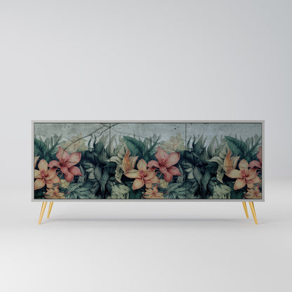 HEAVENLY BLOOM 3-Door Sideboard in Grey Finish