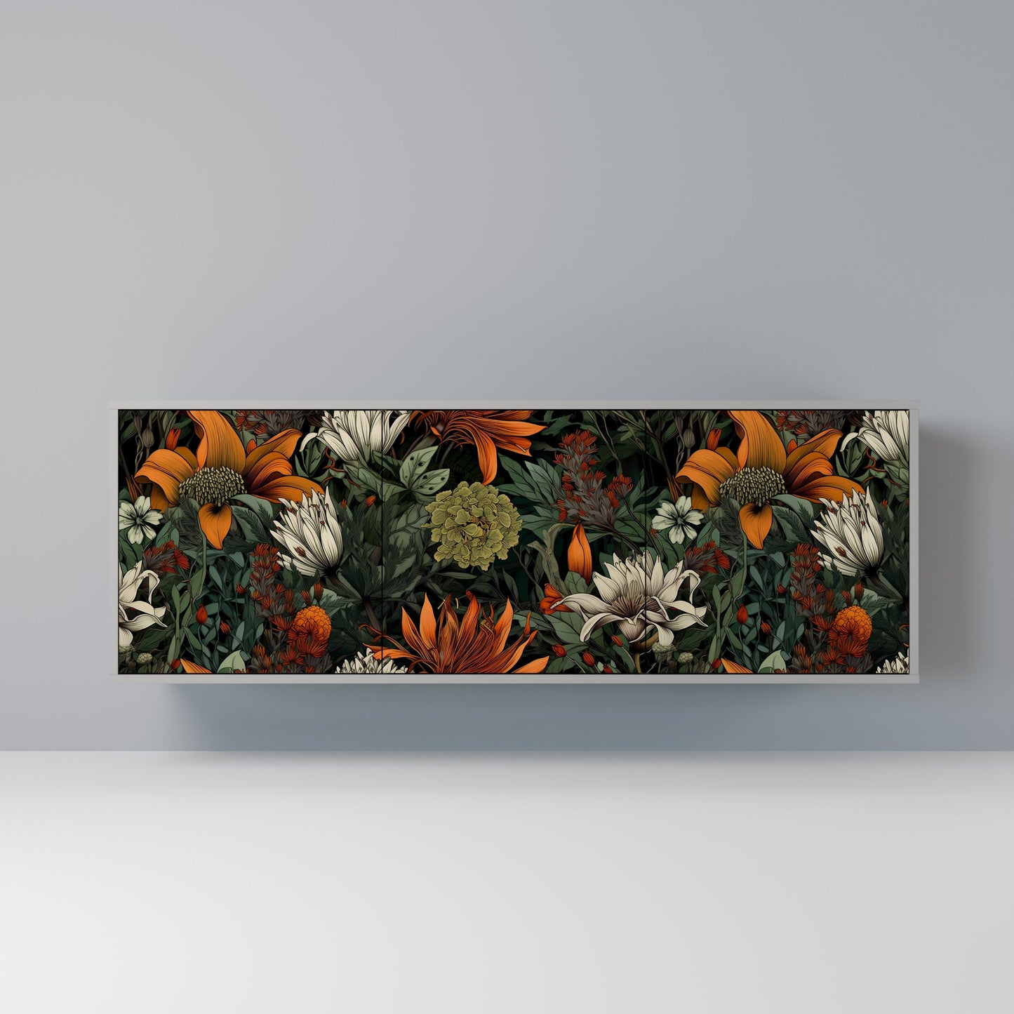 MIDNIGHT SPROUT 3-Door Sideboard in Grey Finish