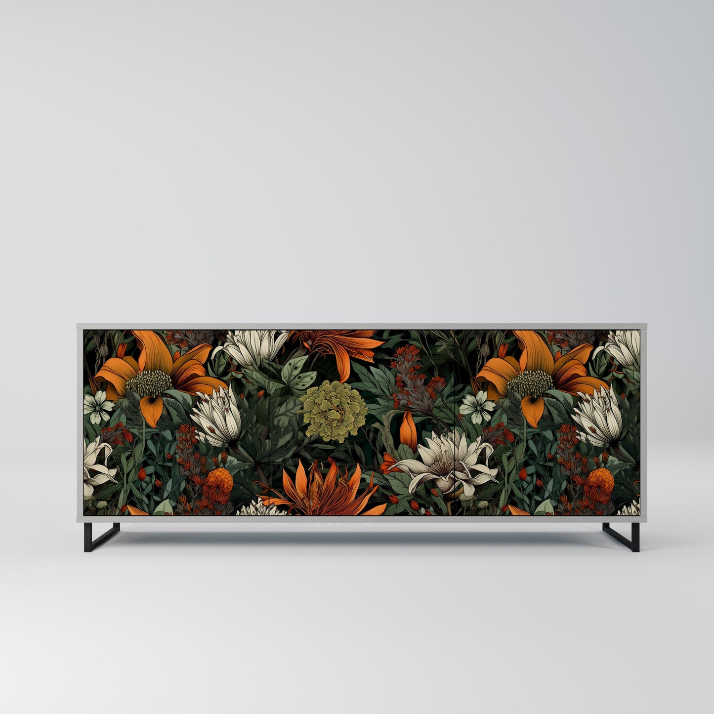 MIDNIGHT SPROUT 3-Door Sideboard in Grey Finish