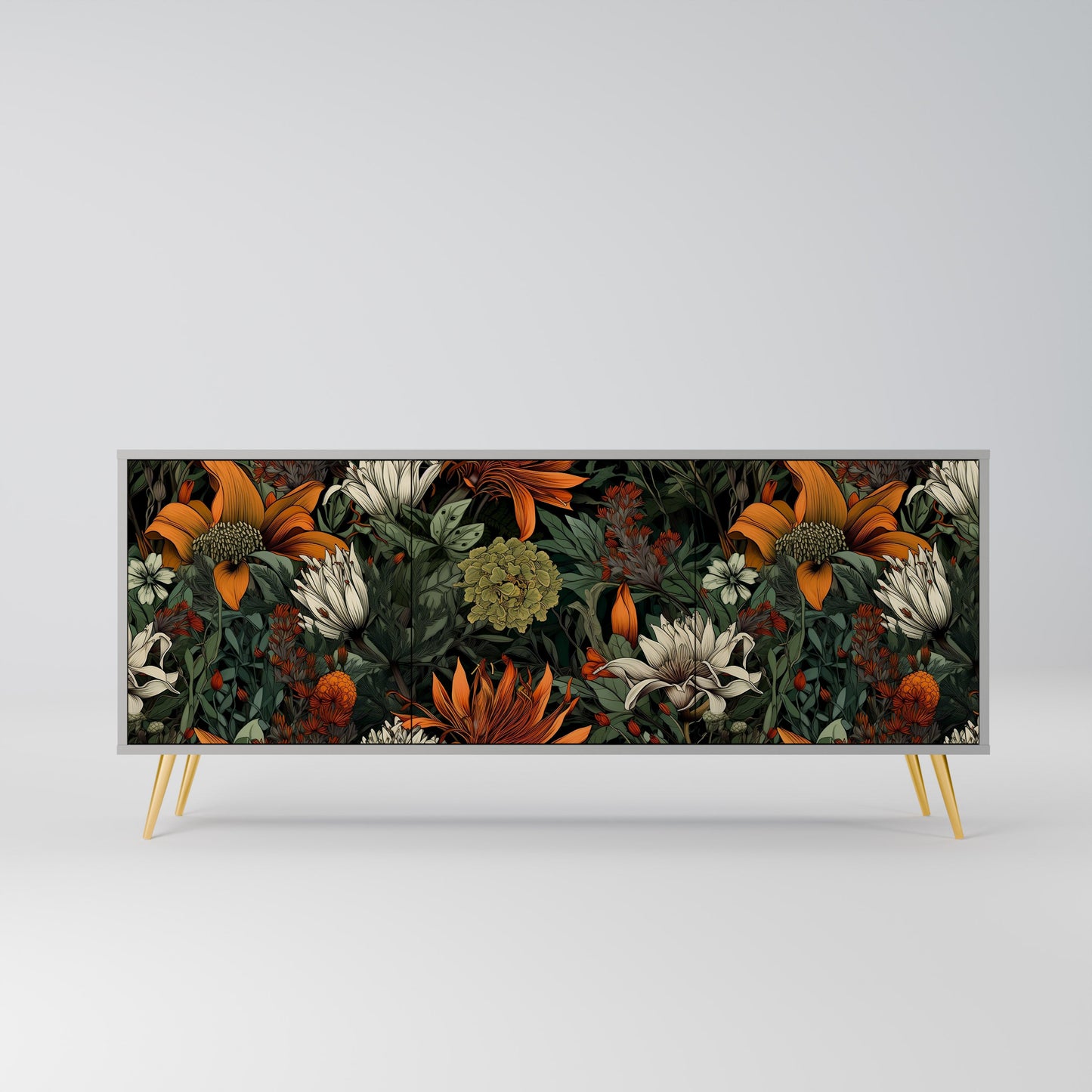 MIDNIGHT SPROUT 3-Door Sideboard in Grey Finish