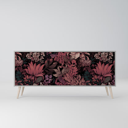 FLORAL WHISPER 3-Door Sideboard in Grey Finish