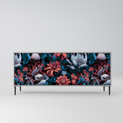 ETHEREAL BLOSSOMS 3-Door Sideboard in Grey Finish