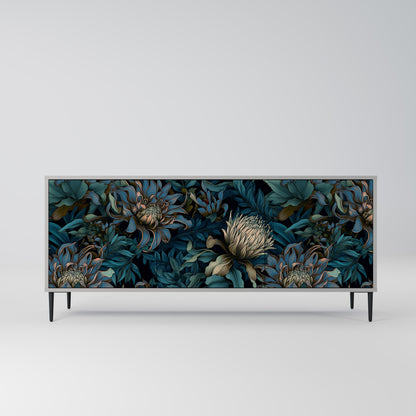 TWILIGHT BLOOM 3-Door Sideboard in Grey Finish