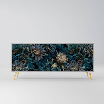 TWILIGHT BLOOM 3-Door Sideboard in Grey Finish