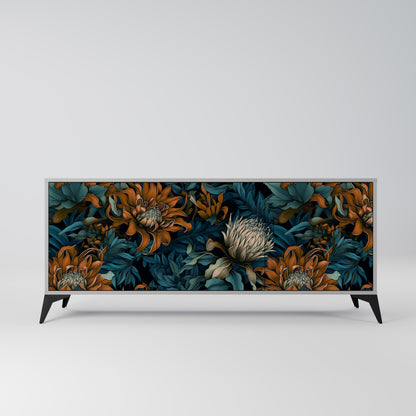 MORNING BLOOM 3-Door Sideboard in Grey Finish