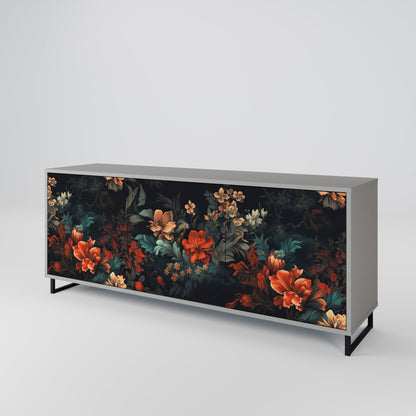 IMAGINARY BLOSSOM 3-Door Sideboard in Grey Finish