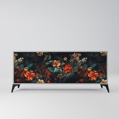 IMAGINARY BLOSSOM 3-Door Sideboard in Grey Finish