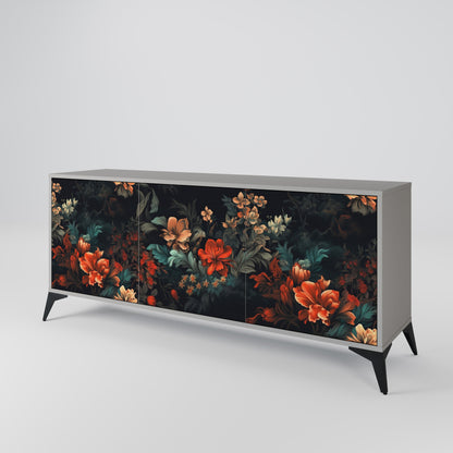 IMAGINARY BLOSSOM 3-Door Sideboard in Grey Finish
