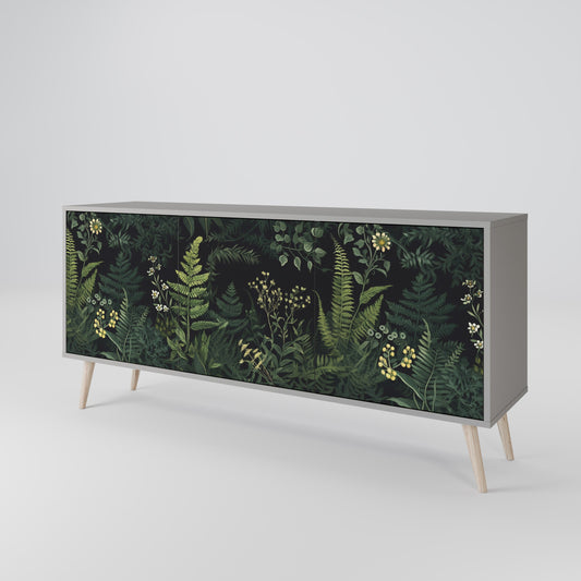 FERN FLOWERS 3-Door Sideboard in Grey Finish