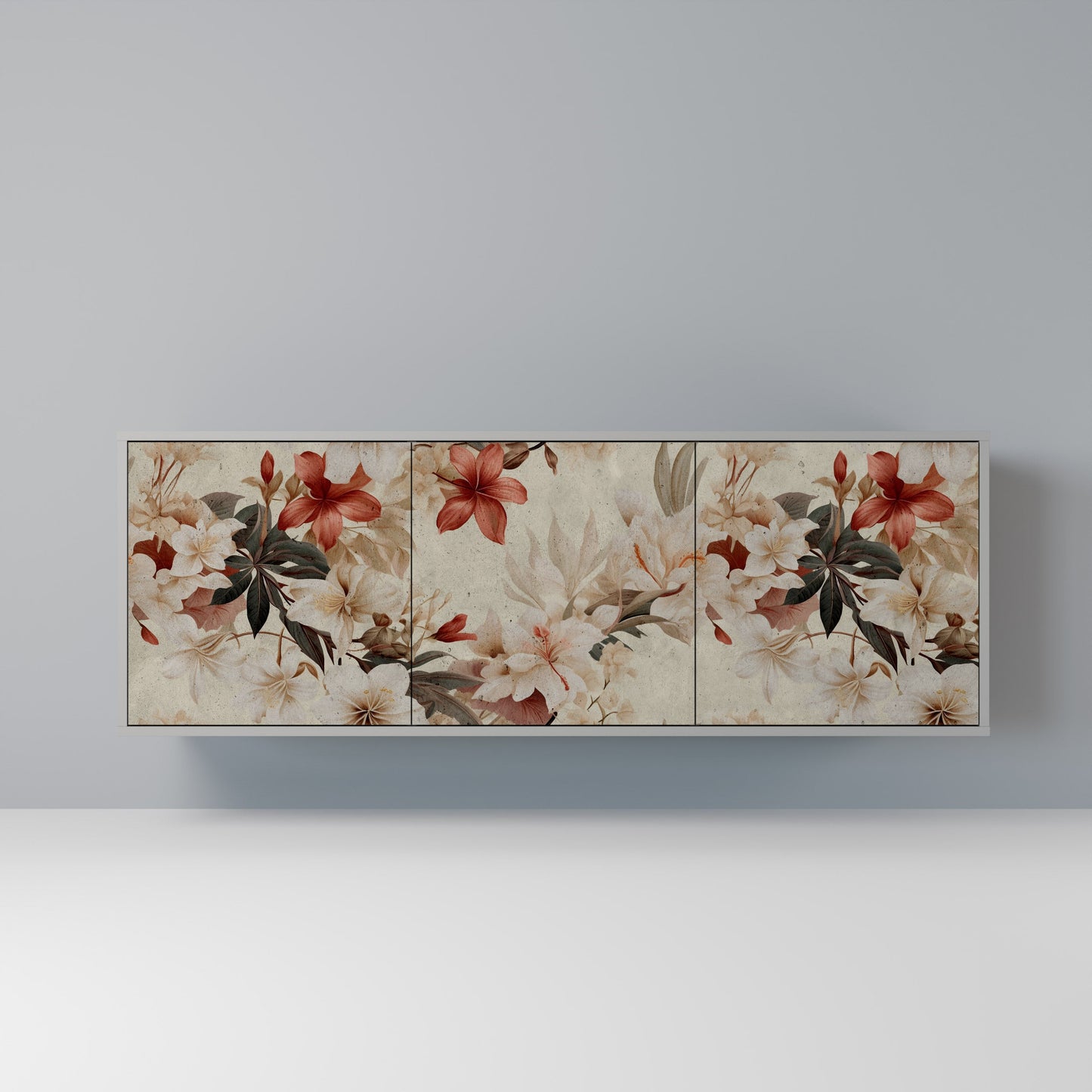 PETAL HARMONY 3-Door Sideboard in Grey Finish