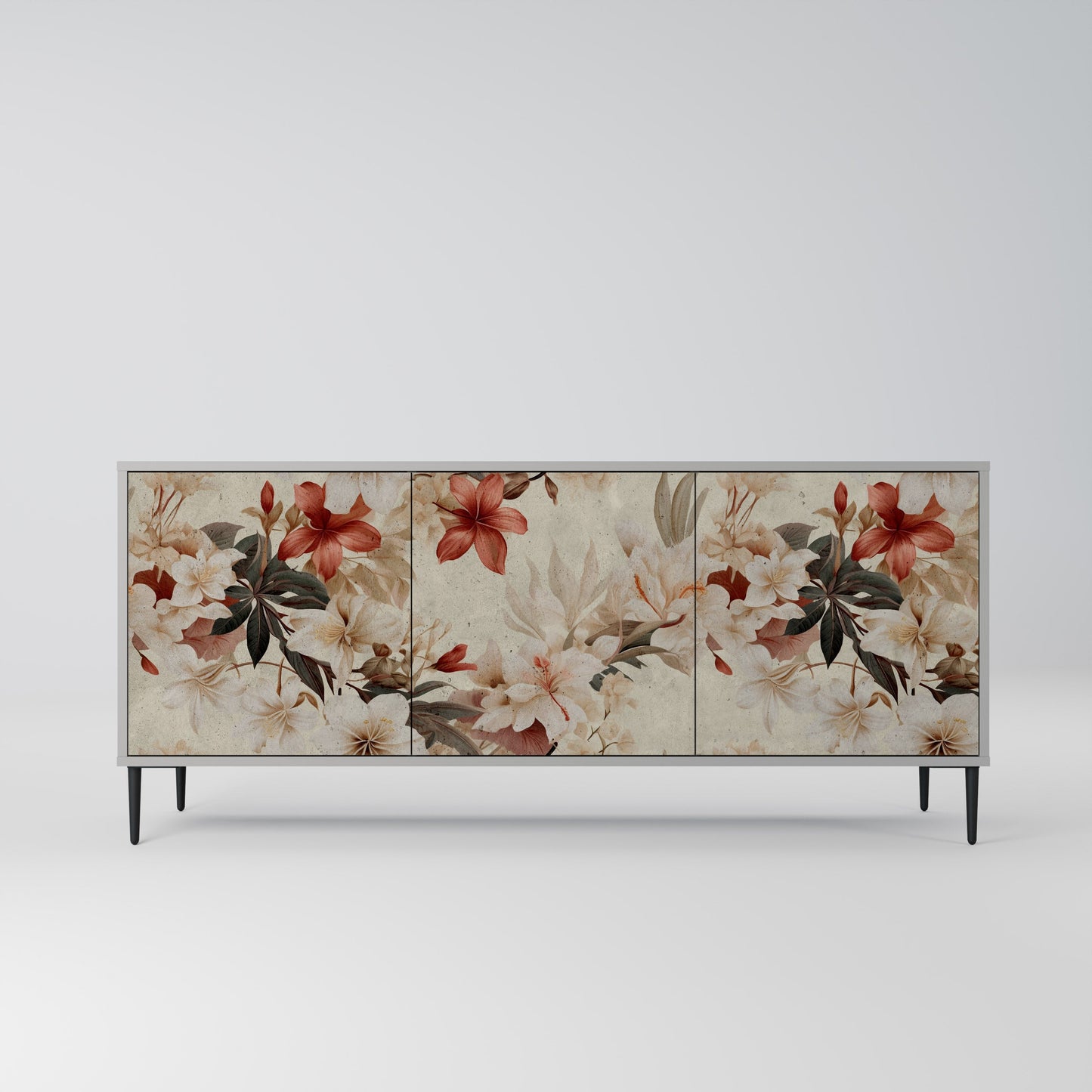 PETAL HARMONY 3-Door Sideboard in Grey Finish