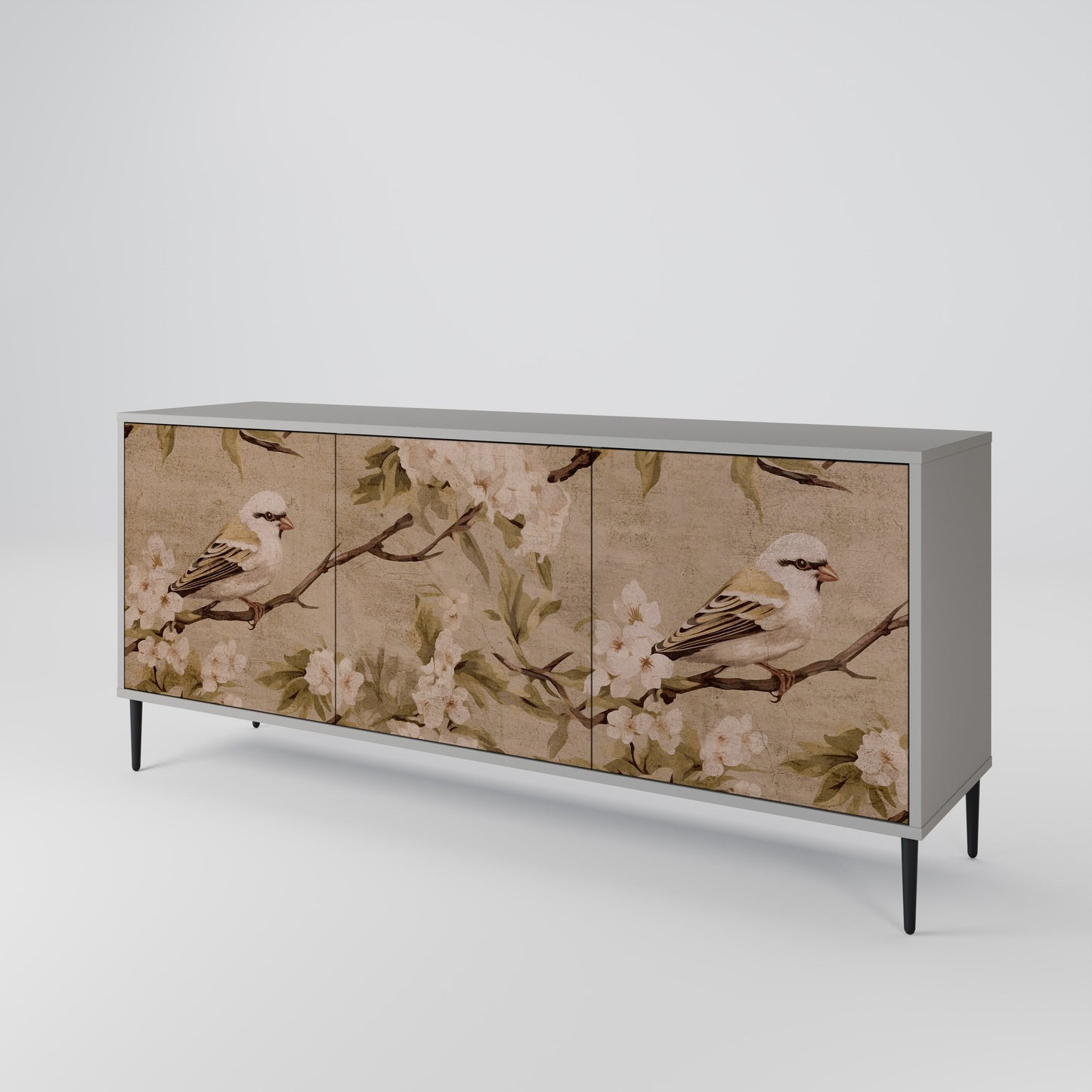 PETAL DISTINGUISH 3-Door Sideboard in Grey Finish