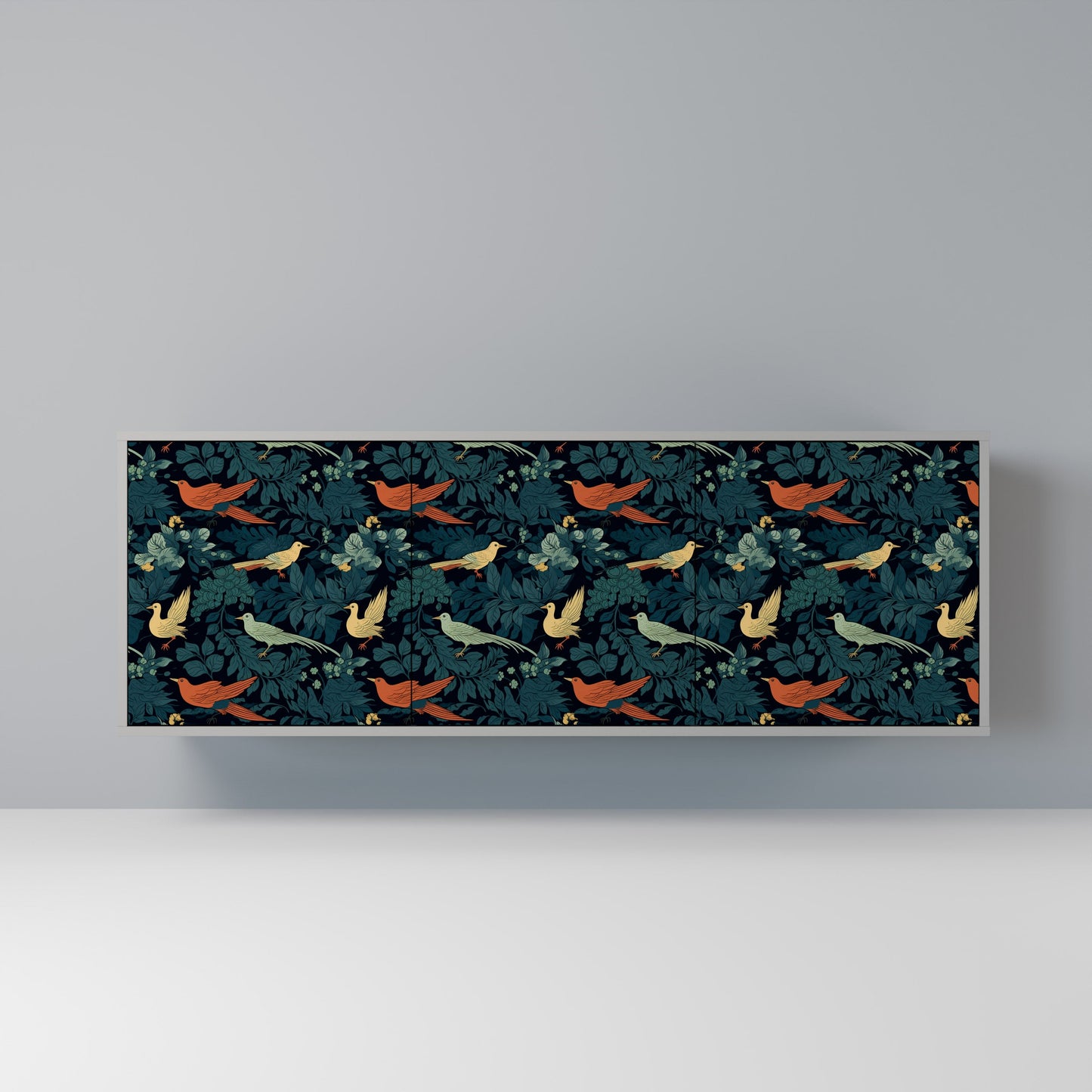 FOWL ORNAMENT 3-Door Sideboard in Grey Finish