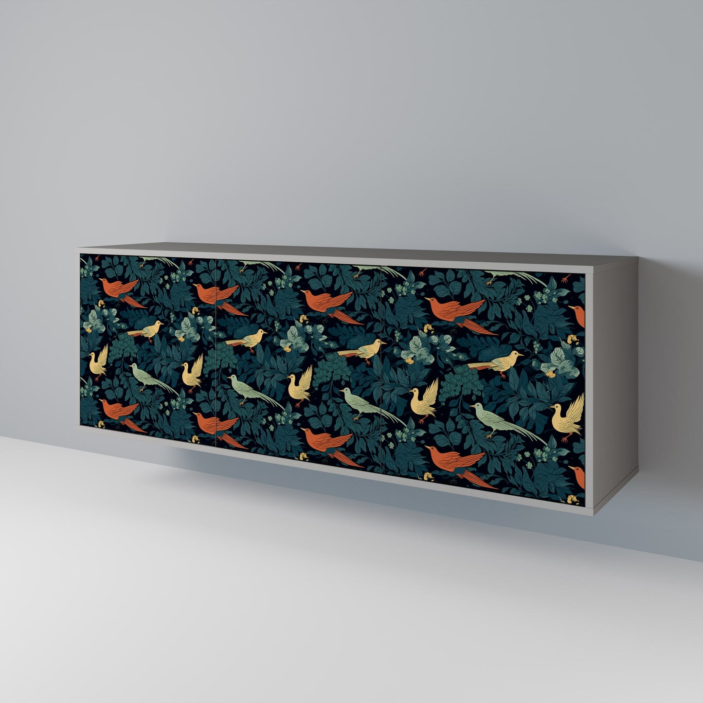 FOWL ORNAMENT 3-Door Sideboard in Grey Finish