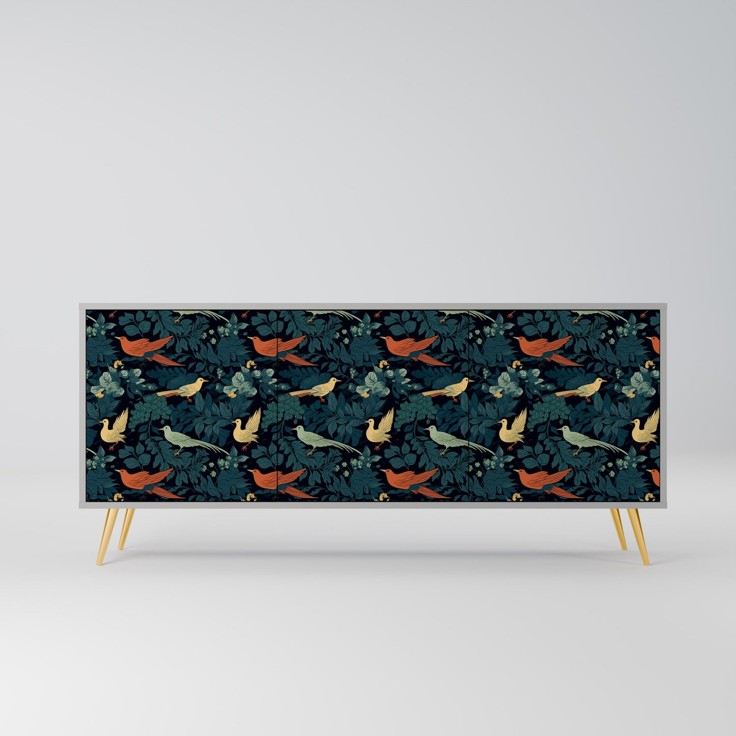 FOWL ORNAMENT 3-Door Sideboard in Grey Finish