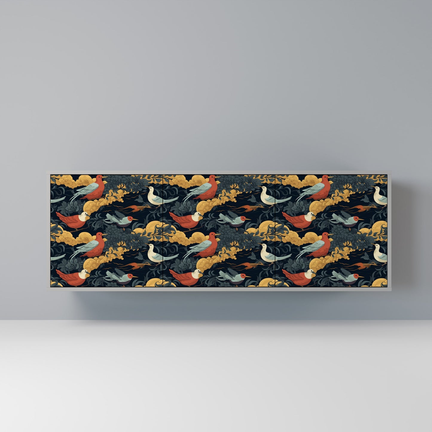 FOWLY DAZE 3-Door Sideboard in Grey Finish