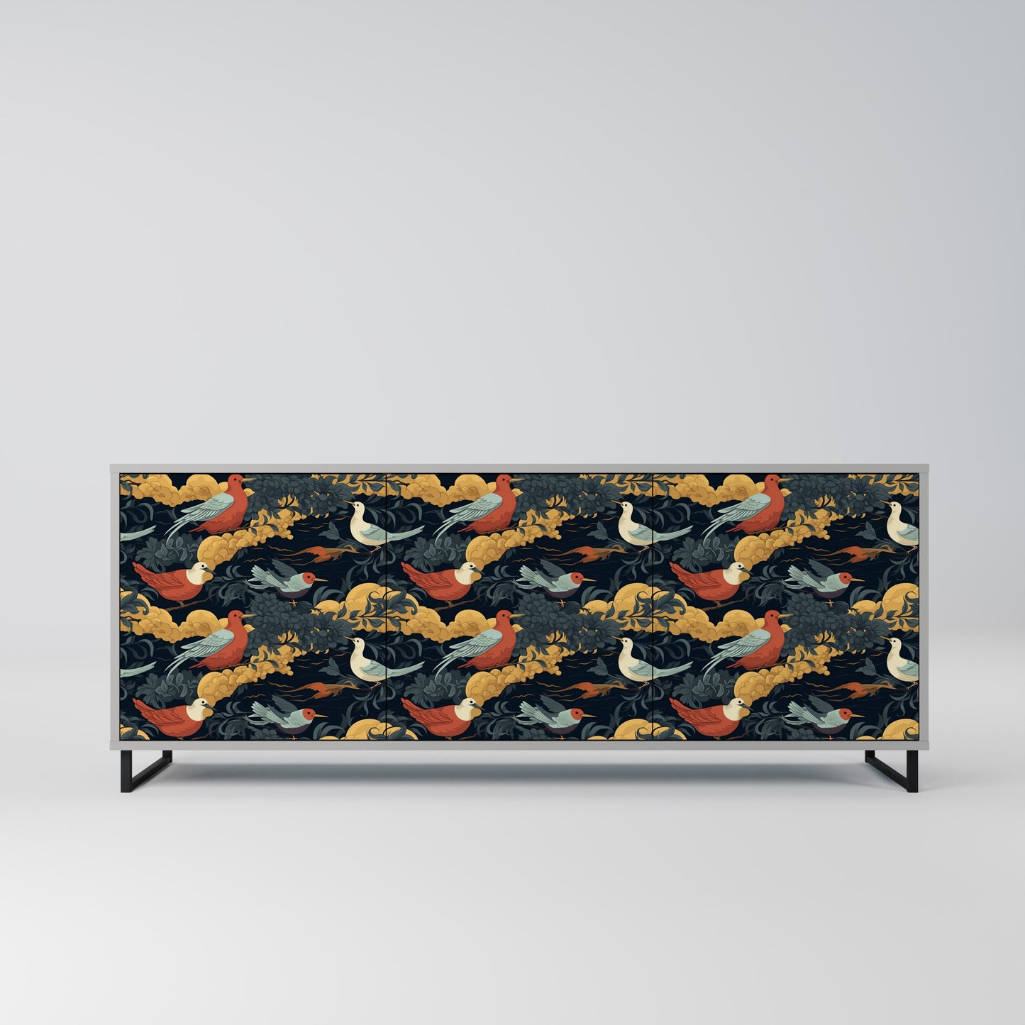 FOWLY DAZE 3-Door Sideboard in Grey Finish