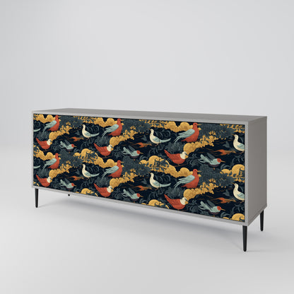 FOWLY DAZE 3-Door Sideboard in Grey Finish