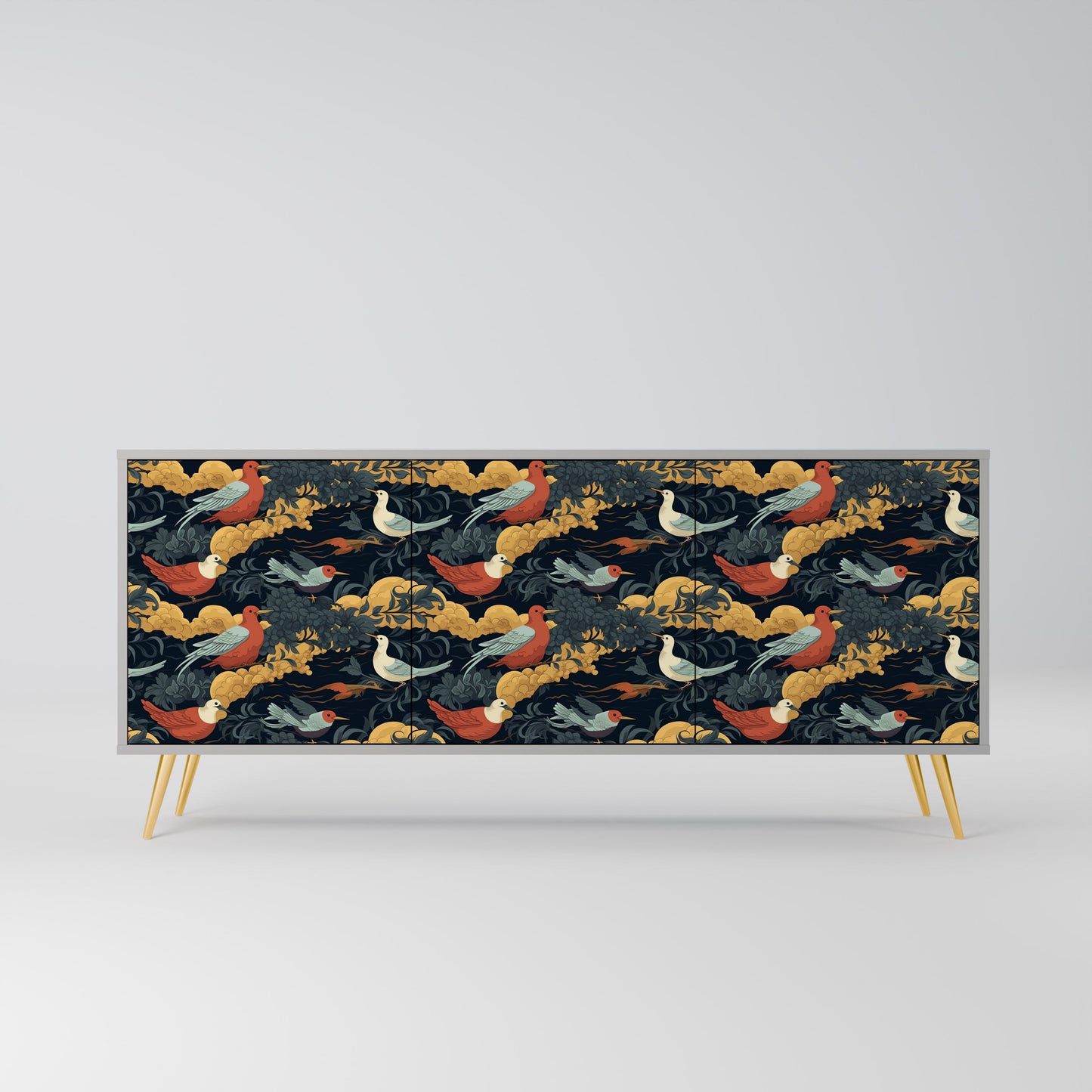 FOWLY DAZE 3-Door Sideboard in Grey Finish