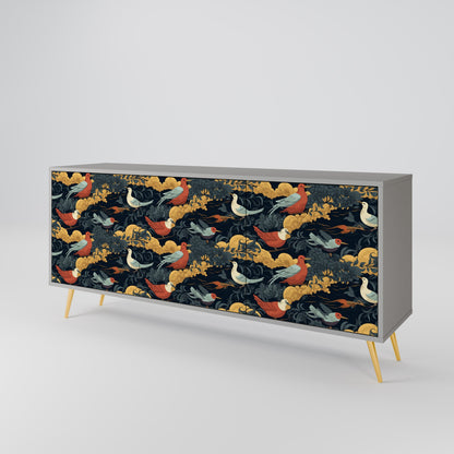 FOWLY DAZE 3-Door Sideboard in Grey Finish