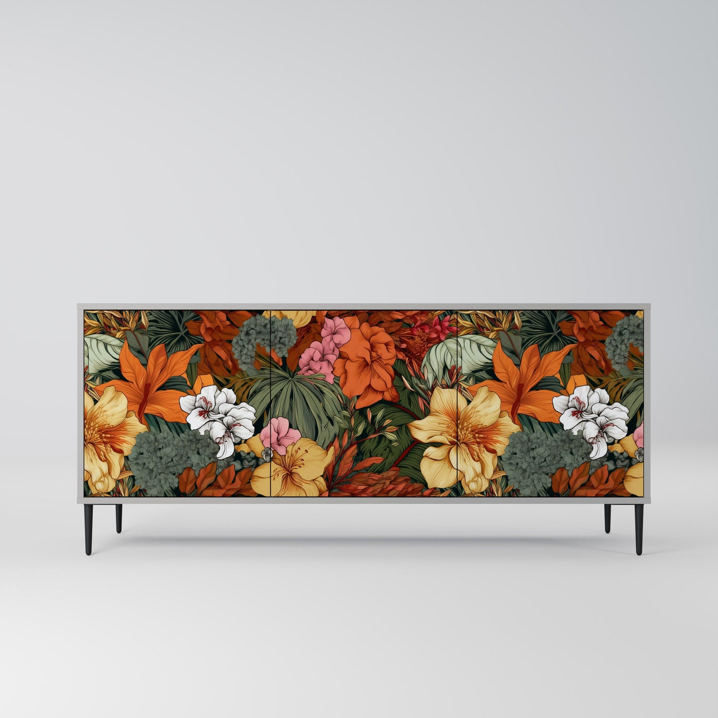 RADIANT FLORA 3-Door Sideboard in Grey Finish