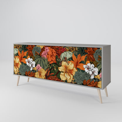 RADIANT FLORA 3-Door Sideboard in Grey Finish
