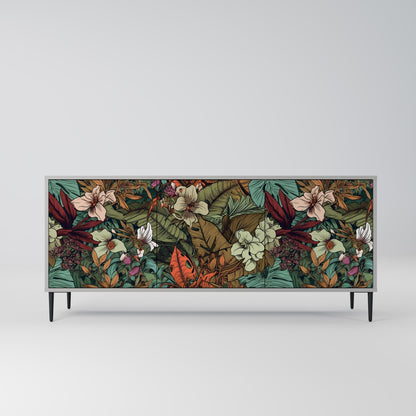 BOTANICAL EMERGENCE 3-Door Sideboard in Grey Finish