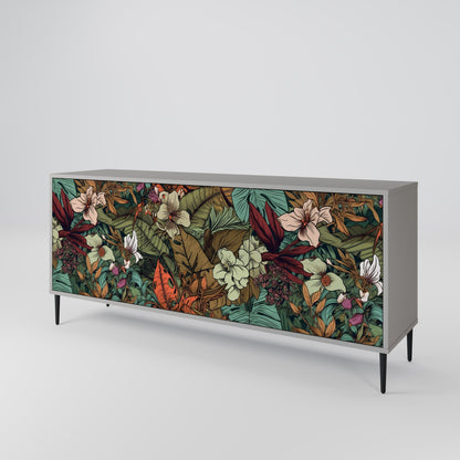 BOTANICAL EMERGENCE 3-Door Sideboard in Grey Finish