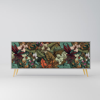 BOTANICAL EMERGENCE 3-Door Sideboard in Grey Finish