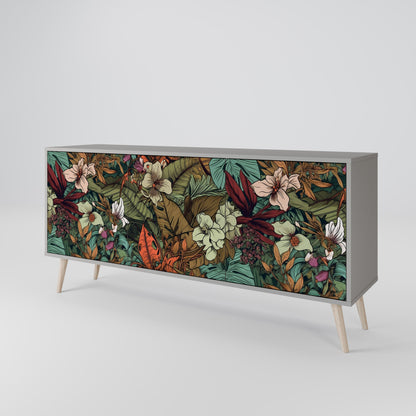 BOTANICAL EMERGENCE 3-Door Sideboard in Grey Finish