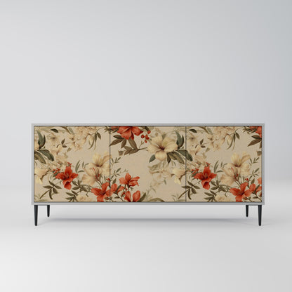 BLOOMING HARMONY 3-Door Sideboard in Grey Finish