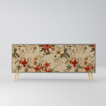 BLOOMING HARMONY 3-Door Sideboard in Grey Finish