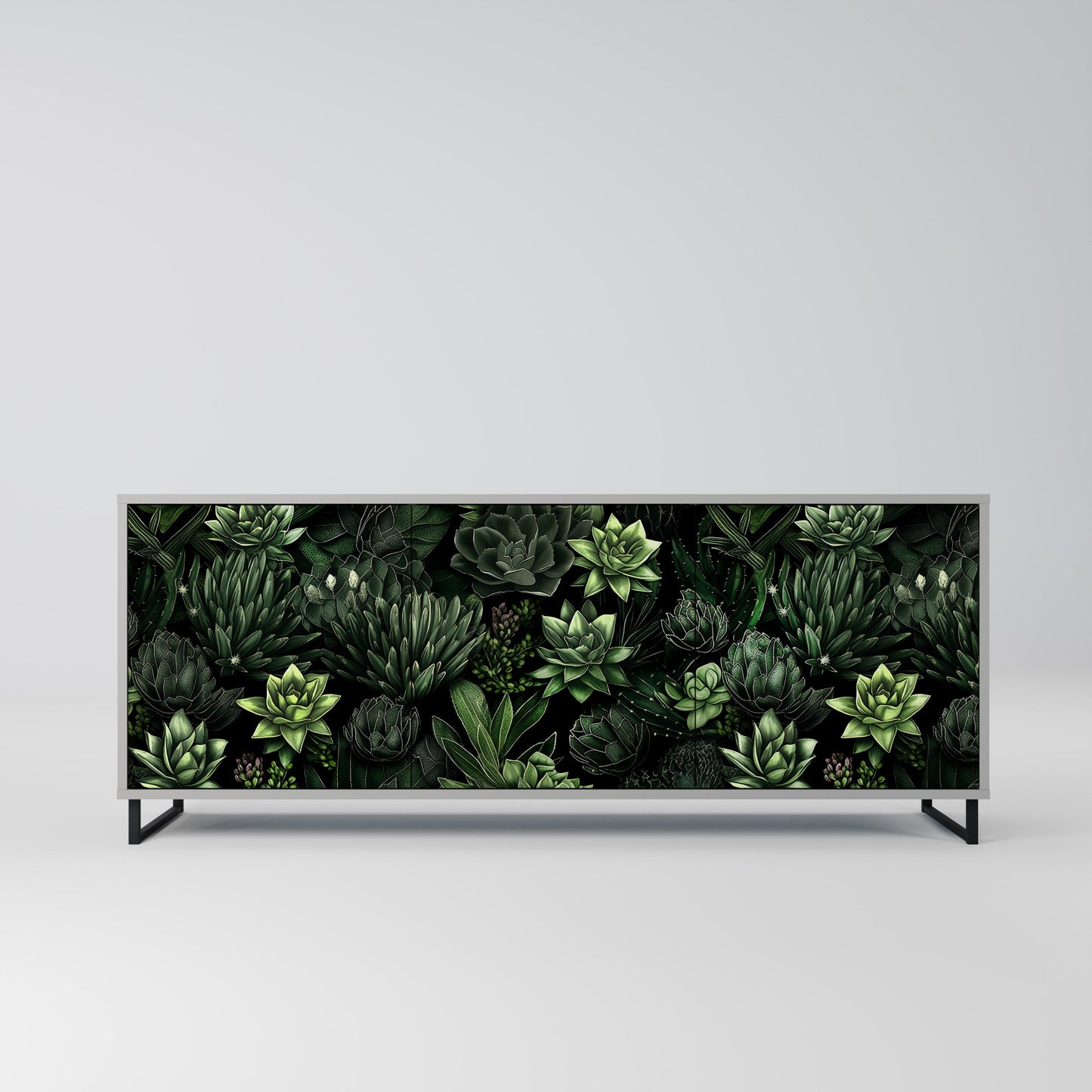 SUCCULENT JUNGLE 3-Door Sideboard in Grey Finish