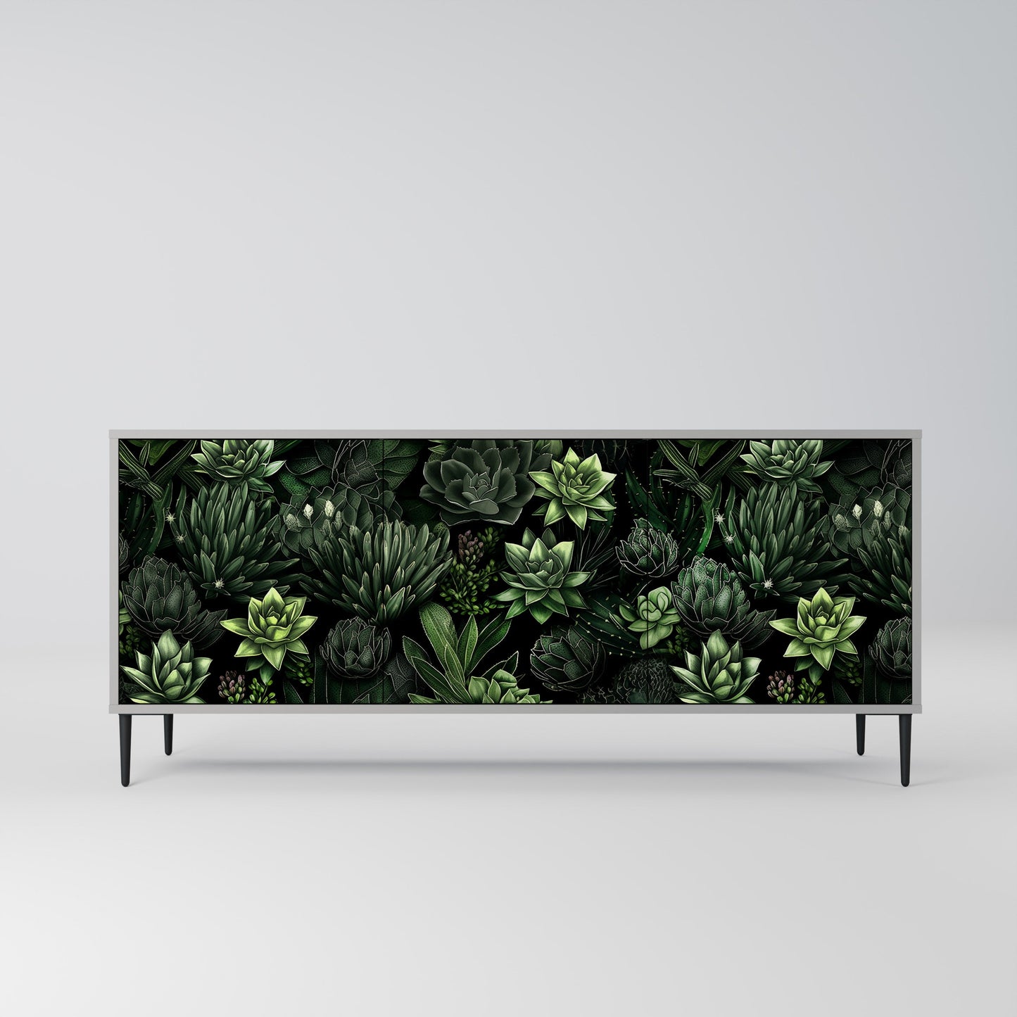 SUCCULENT JUNGLE 3-Door Sideboard in Grey Finish