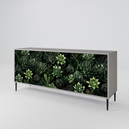SUCCULENT JUNGLE 3-Door Sideboard in Grey Finish