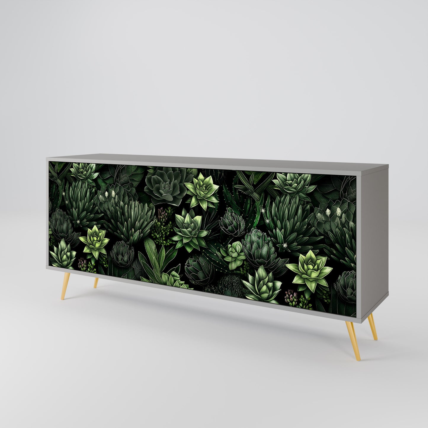 SUCCULENT JUNGLE 3-Door Sideboard in Grey Finish