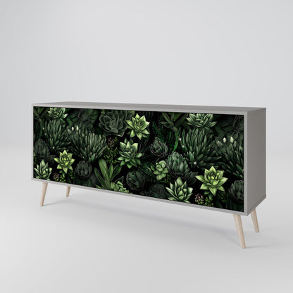 SUCCULENT JUNGLE 3-Door Sideboard in Grey Finish
