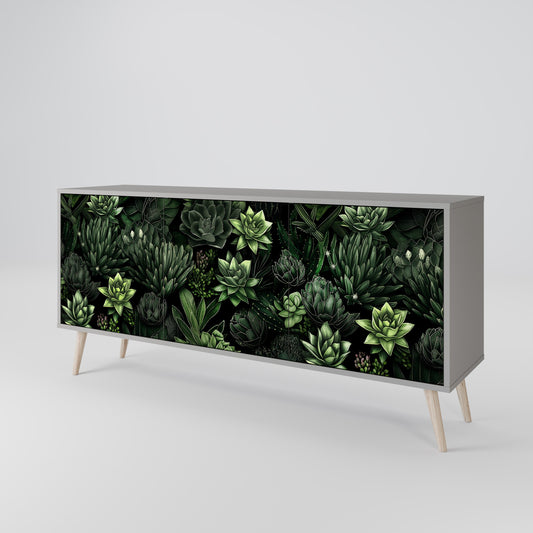 SUCCULENT JUNGLE 3-Door Sideboard in Grey Finish
