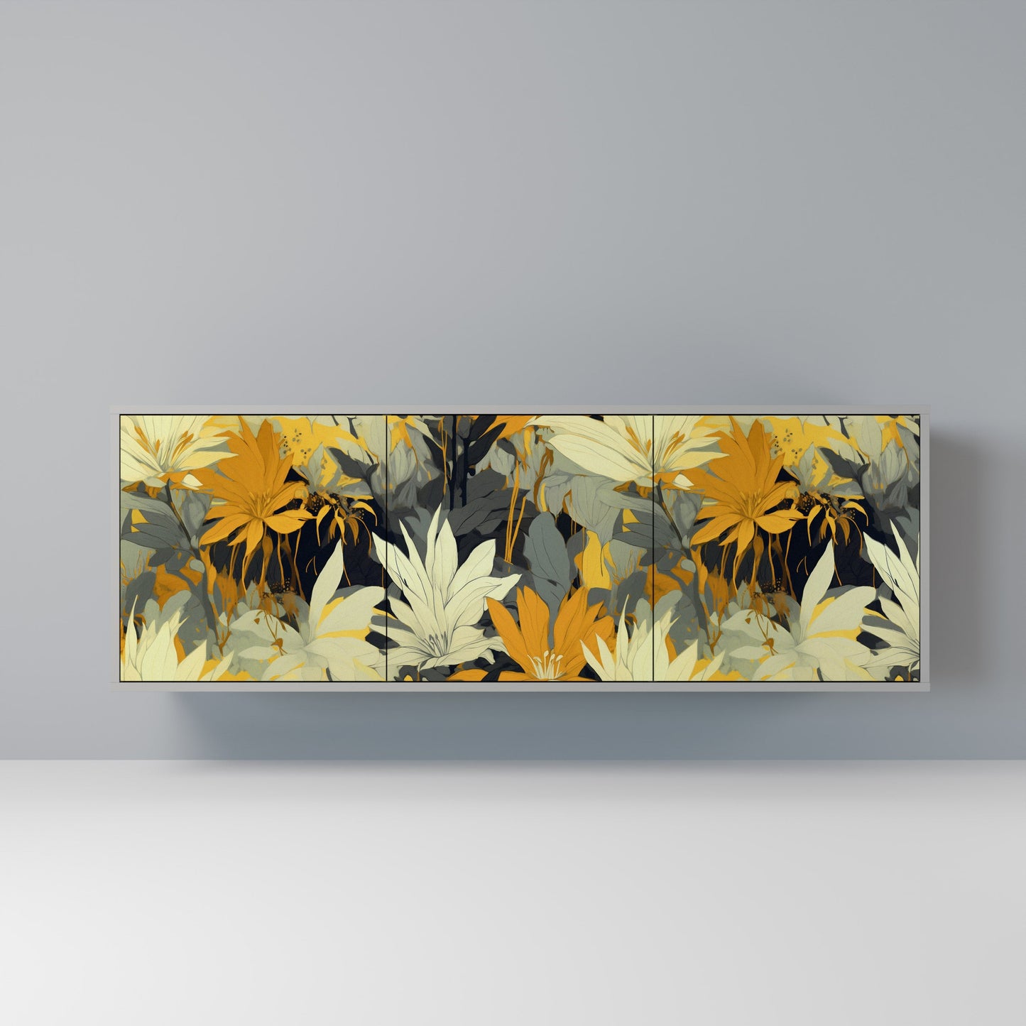 SUNKISSED LILY 3-Door Sideboard in Grey Finish