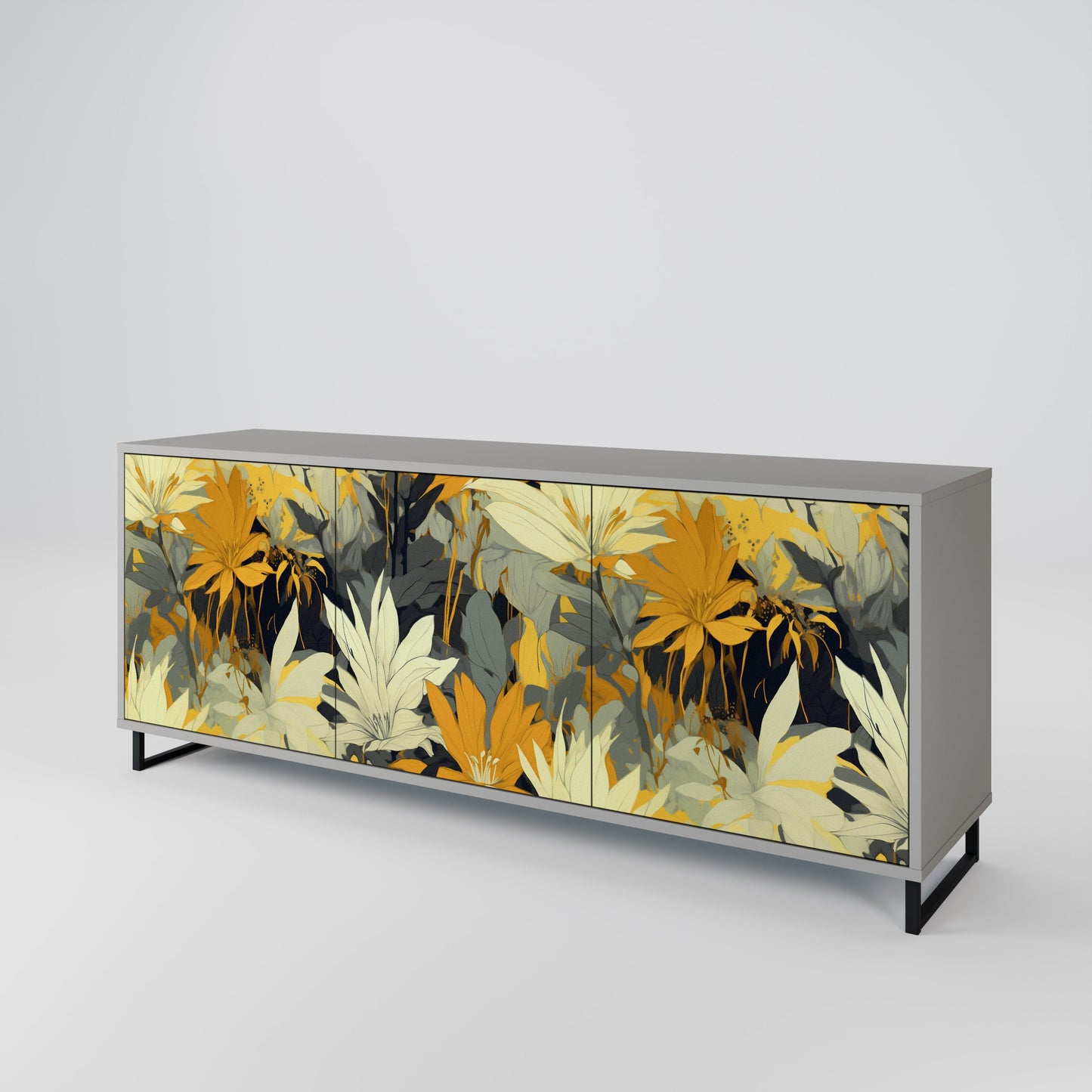 SUNKISSED LILY 3-Door Sideboard in Grey Finish