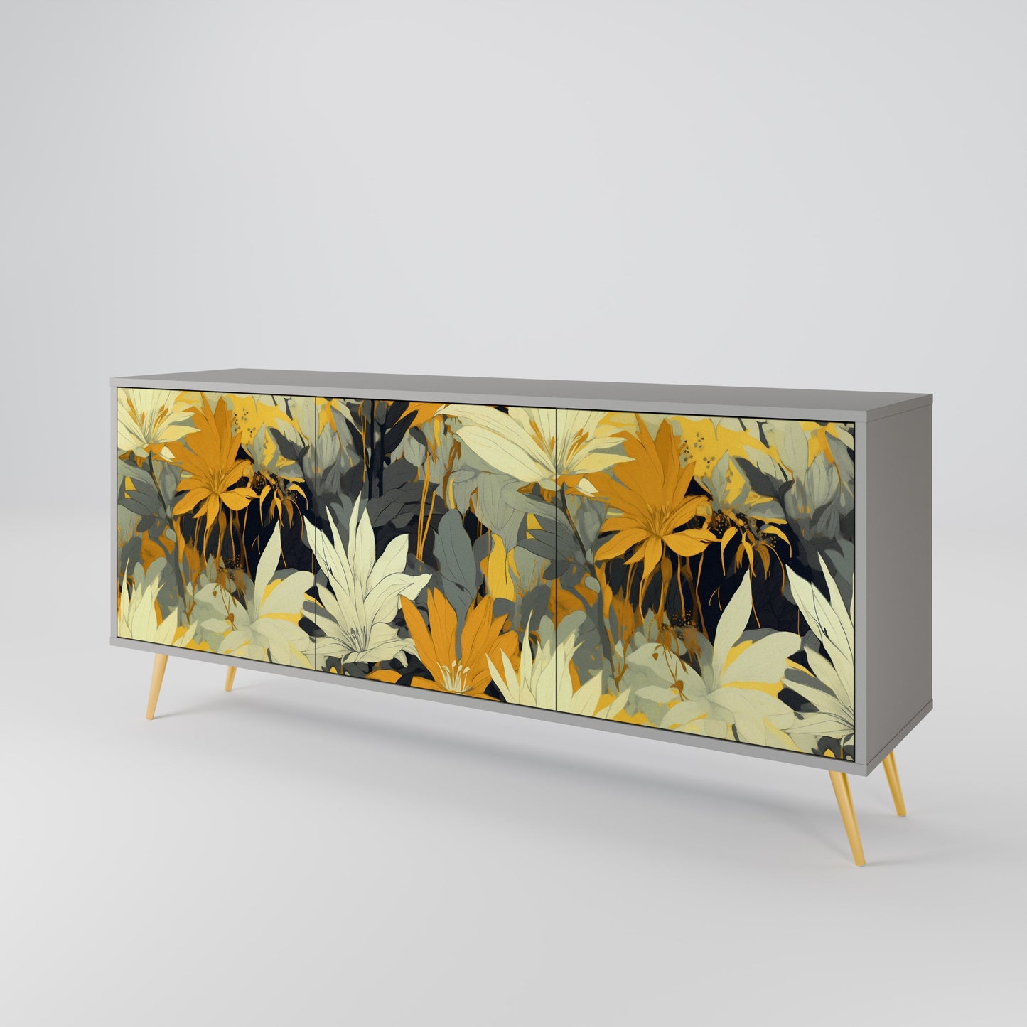 SUNKISSED LILY 3-Door Sideboard in Grey Finish